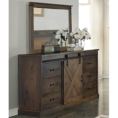 Farmhouse Dresser and Mirror Set